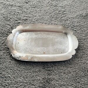 Vintage Coronet Plate Silver Over Copper Scalloped Etched Tray‎ 1655 E.P. Copper